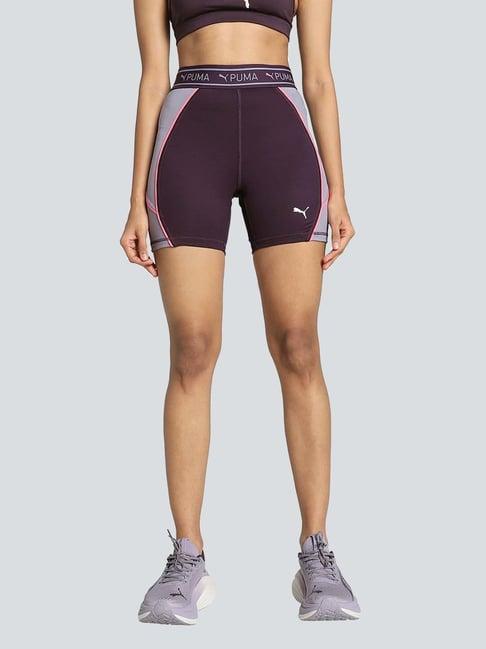 puma midnight plum color-block sports shorts