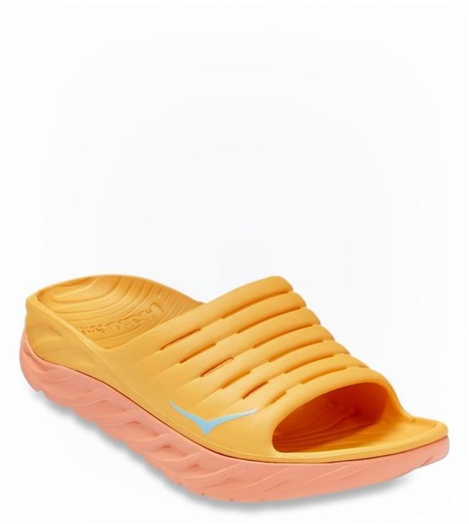 hoka men's ora recovery amber yellow slides