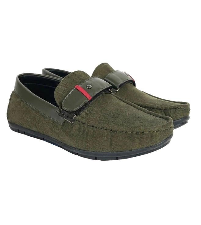 monkstory olive green driving shoes