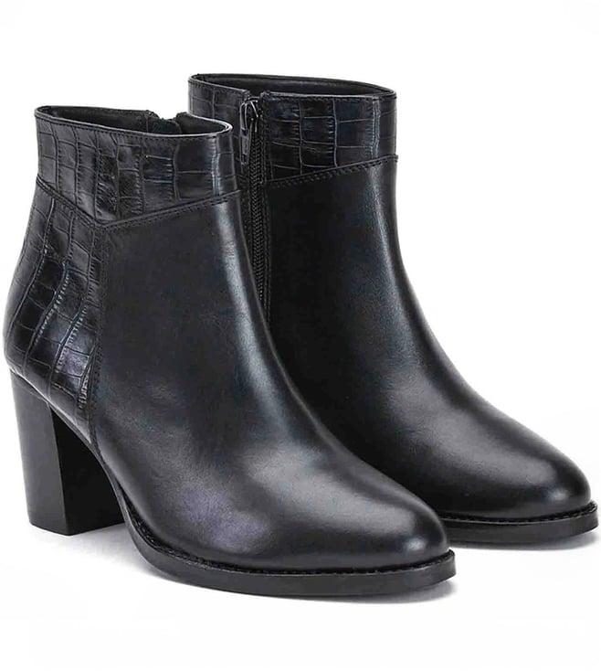 saint g black alexa croco embossed leather ankle boots