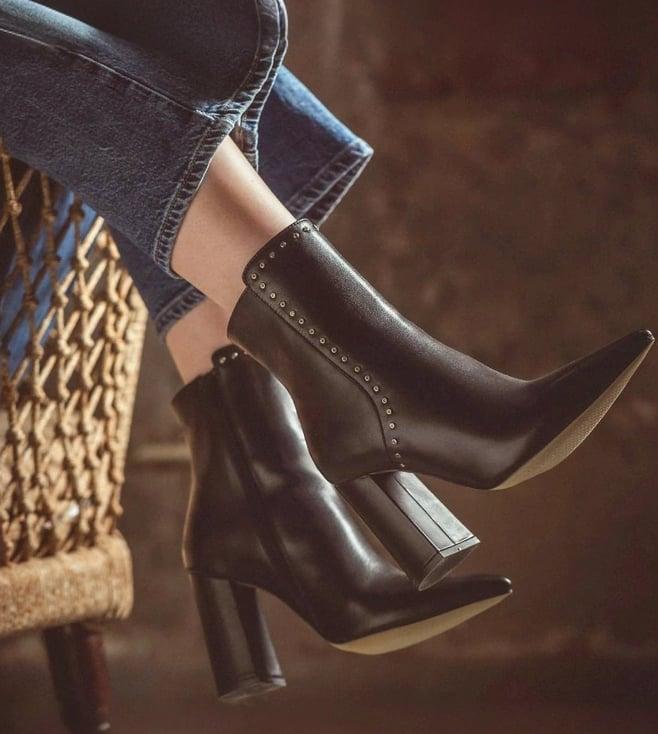 saint g fia black leather block heel boots