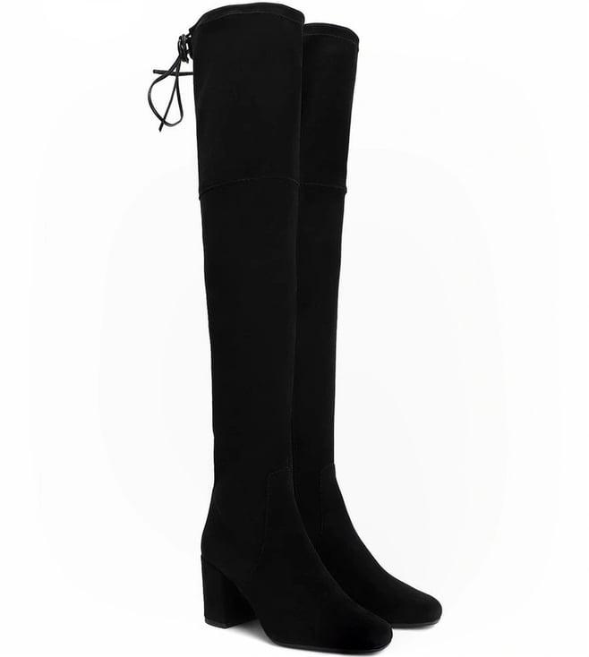 saint g luisa black stretch suede above the knee boots