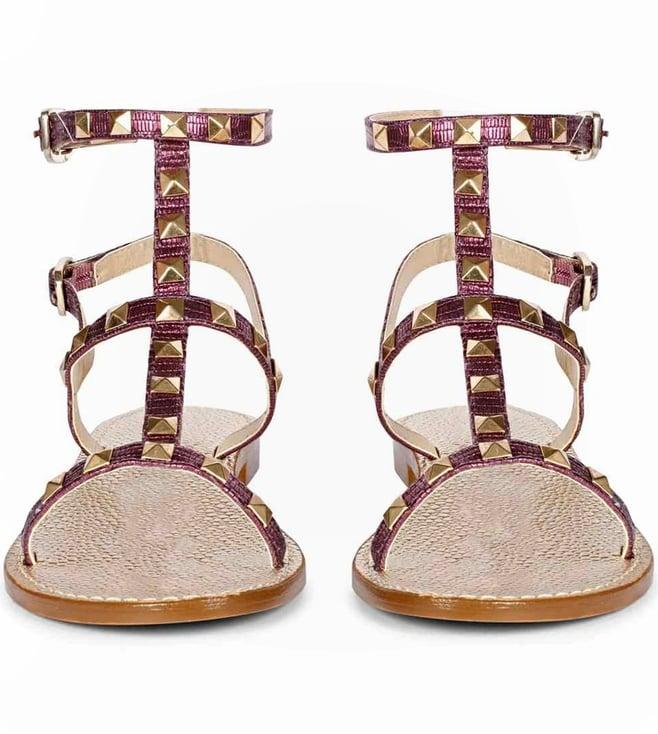 saint g miriam purple leather flat sandals