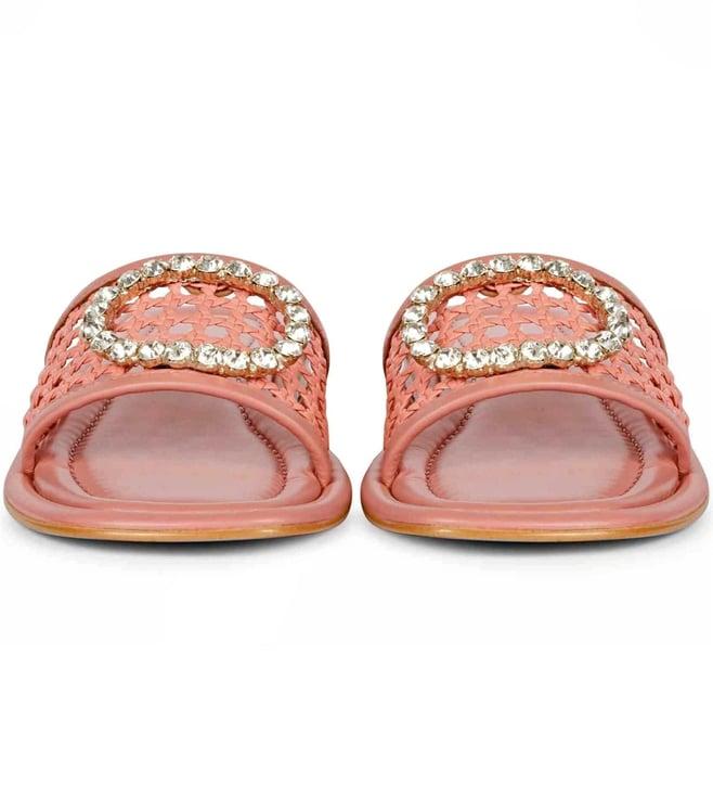 saint g carly coral leather flat sandals