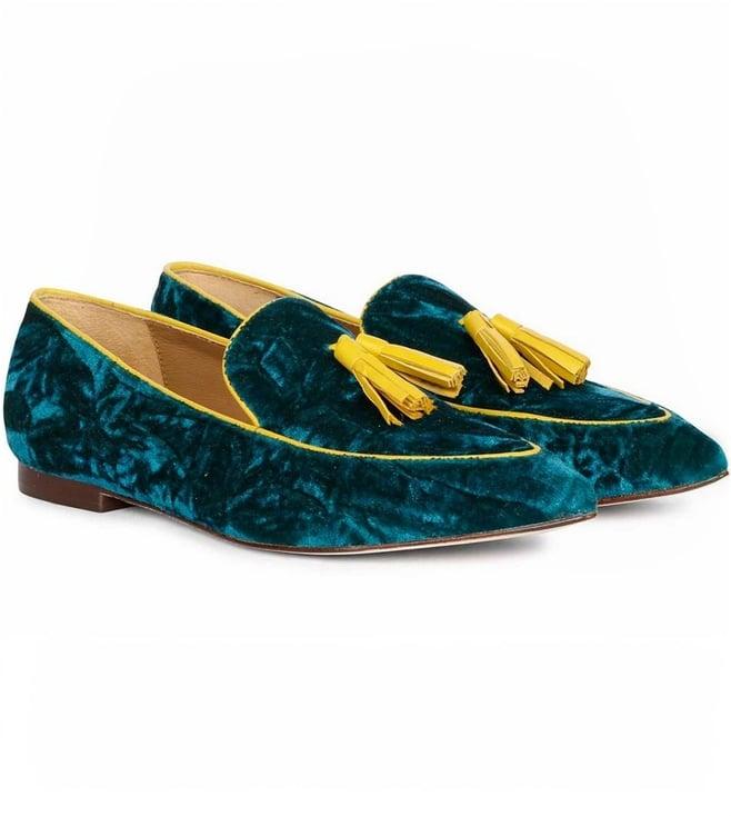 saint g simona green velvet tassel moccasins