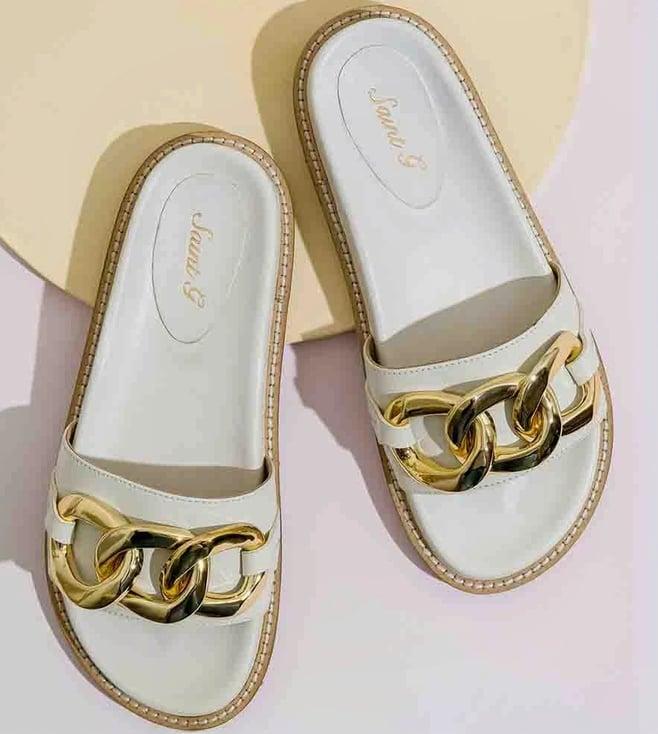 saint g kiera off white leather flat slides