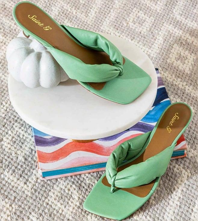 saint g amorina mint leather low heel sandals