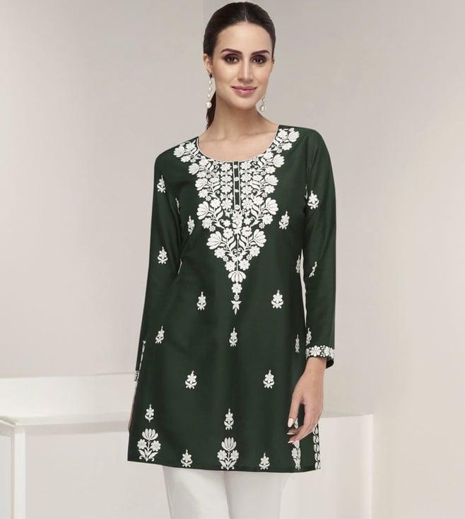 autumnlane green chetna fern embroidery kurta