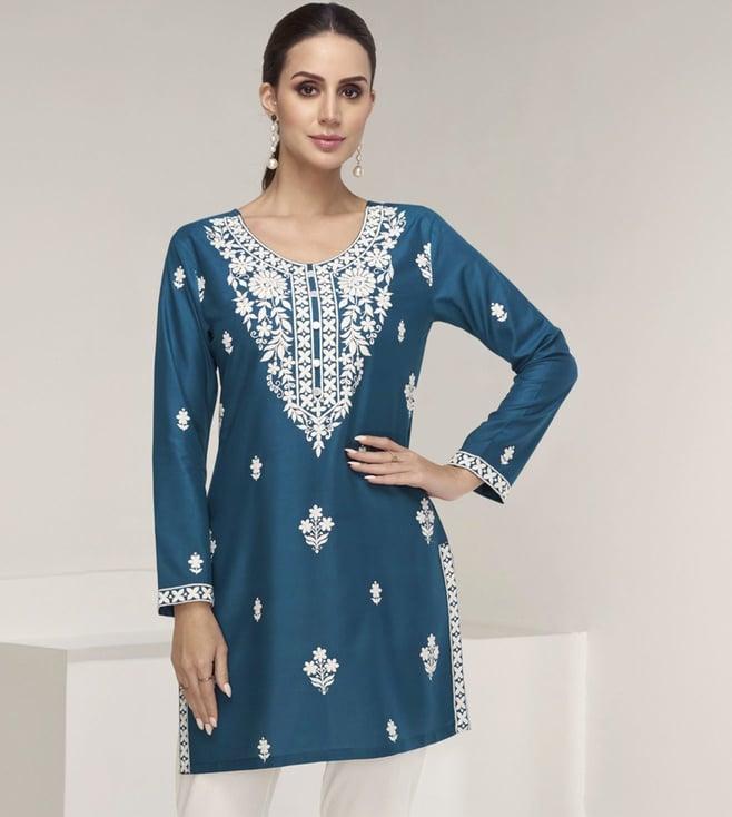 autumnlane blue chetna indigo embroidery kurta