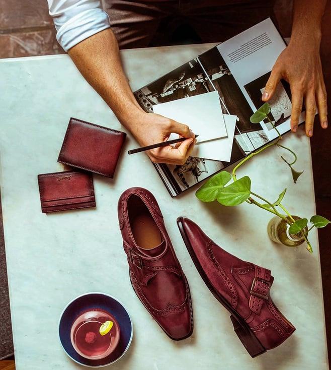 saint g gerardo burgundy leather single monk strap brogues