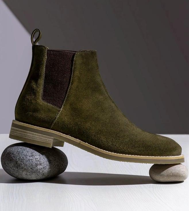 saint g grimoald olive suede chelsea boot