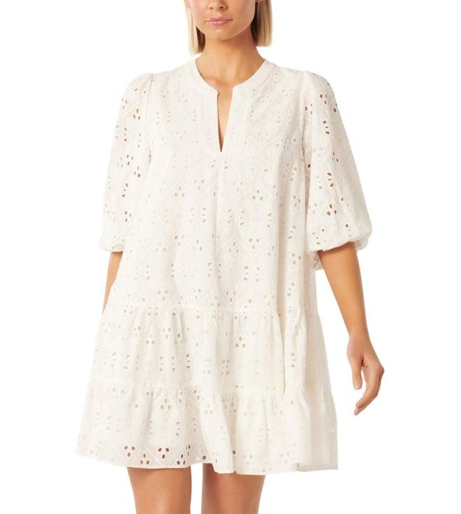 forever new porcelain palermo broderie smock cut work regular fit mini dress