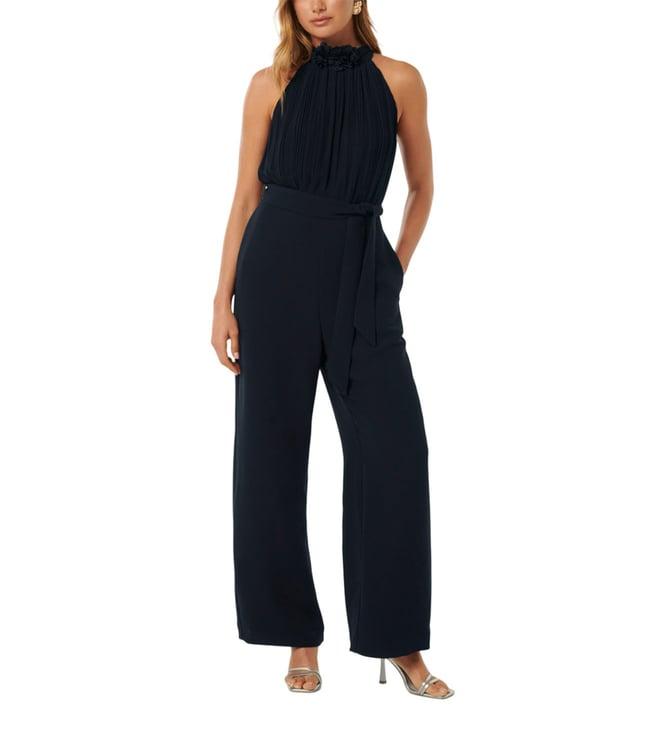 forever new midnight blue carter pleated rosette regular fit jumpsuit