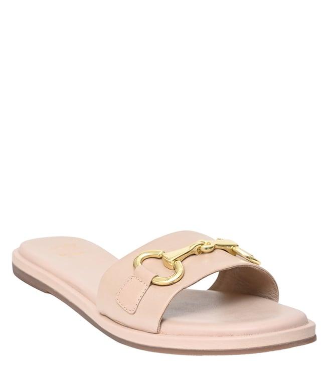 dune london women's later nude slide sandals