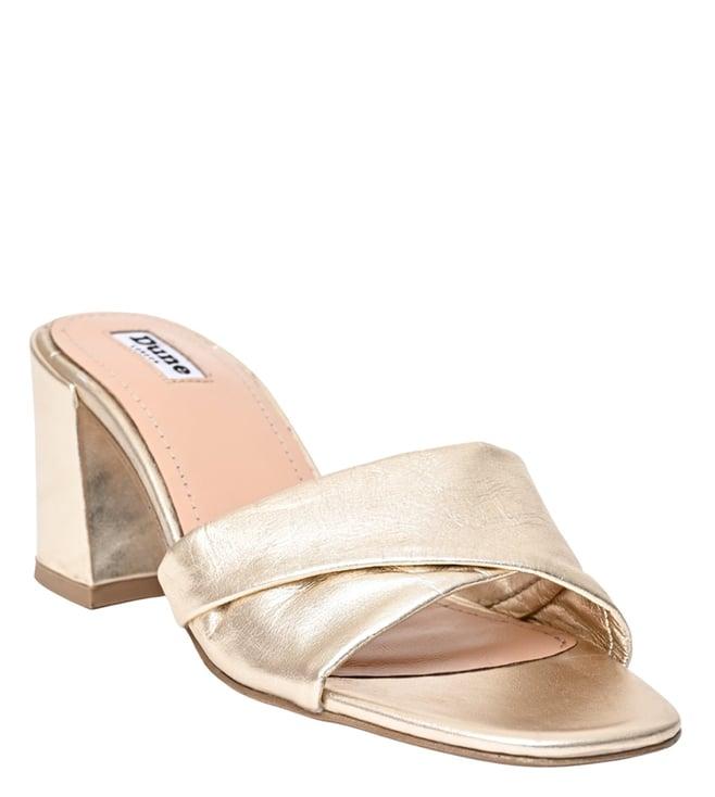 dune london women's joslynnie gold slide sandals