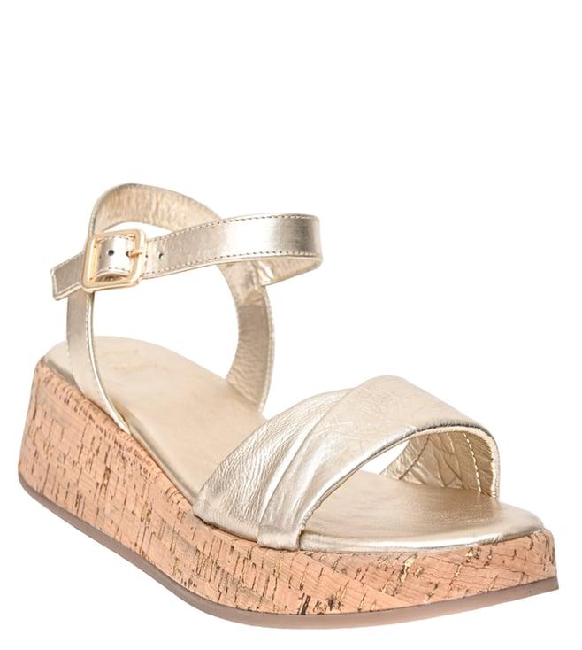 dune london women's krissie gold ankle strap wedges