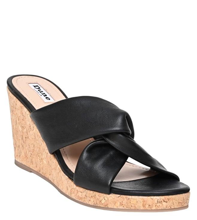 dune london women's kittie black slide wedges