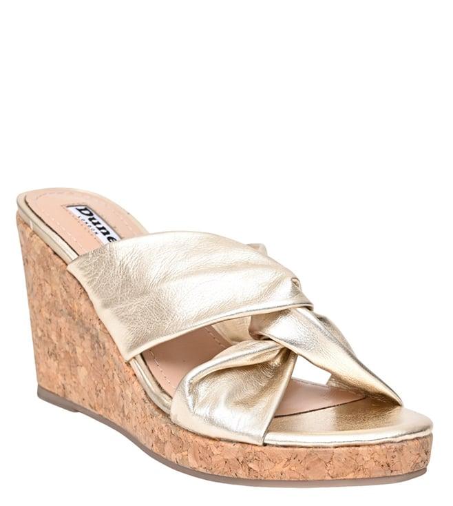 dune london women's kittie gold slide wedges