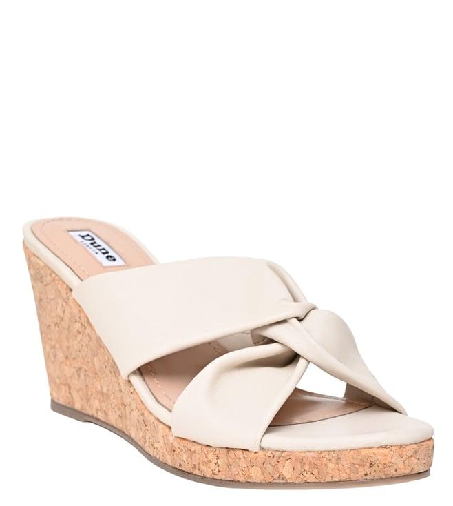 dune london women's kittie ecru slide wedges