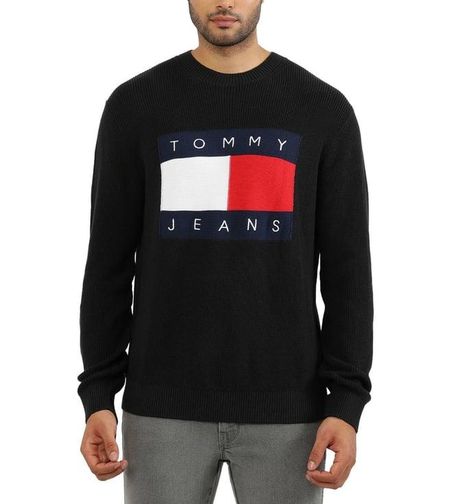 tommy hilfiger black logo regular fit sweater