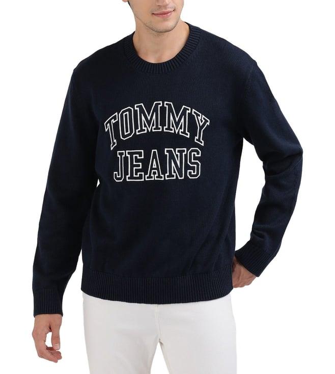 tommy hilfiger navy logo regular fit sweater