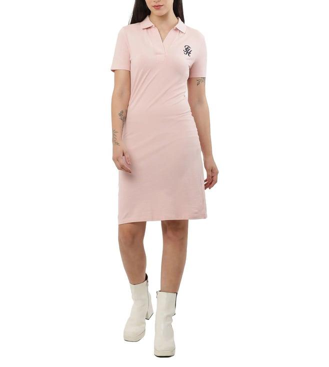 tommy hilfiger pink logo regular fit dress