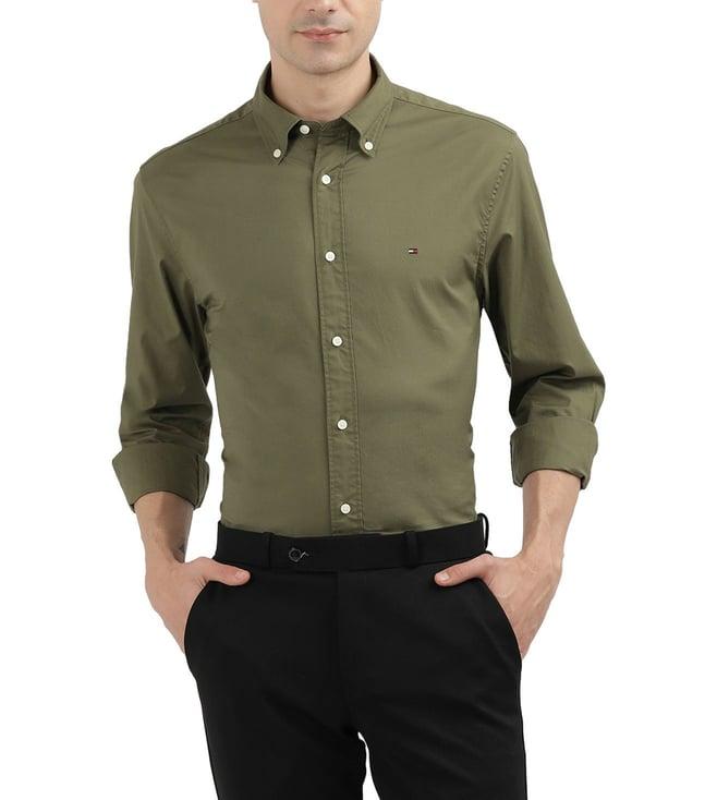 tommy hilfiger green regular fit shirt