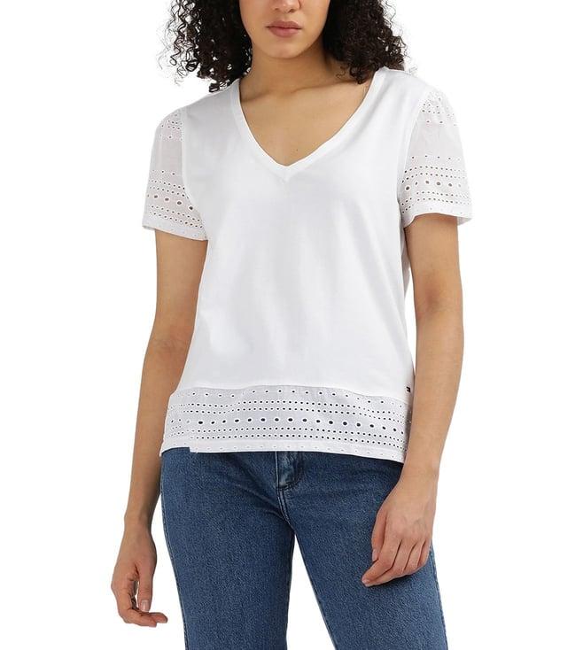 tommy hilfiger white cut work regular fit top