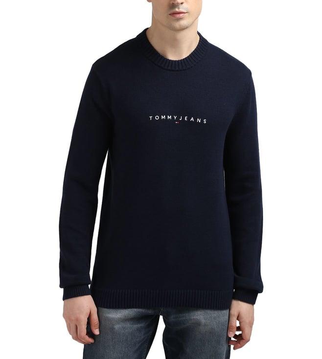 tommy hilfiger navy logo slim fit sweater