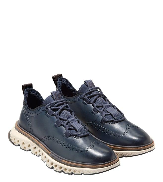 cole haan men's 5 zerogrand wingtip ox navy sneakers