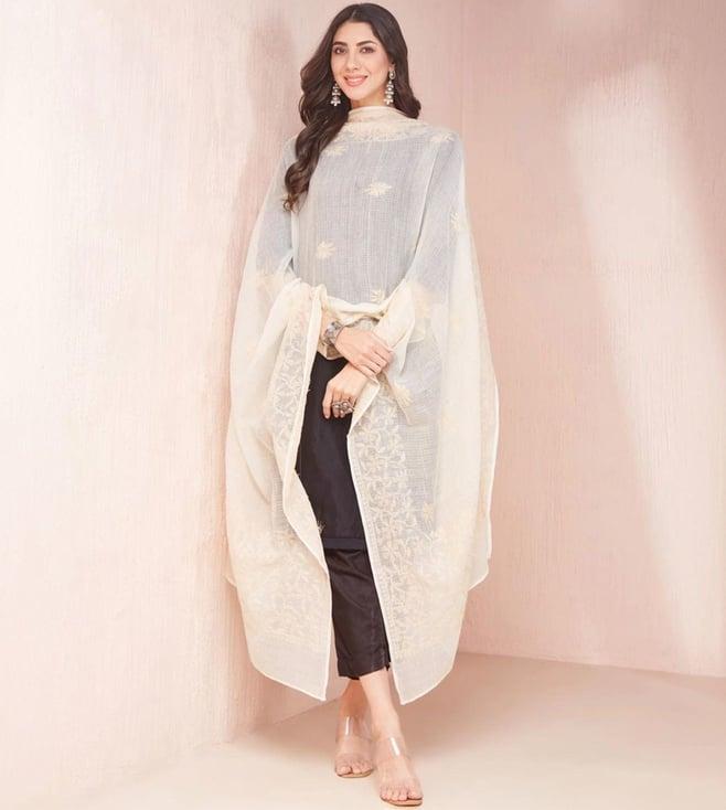 fabindia natural cotton chikankari dupatta