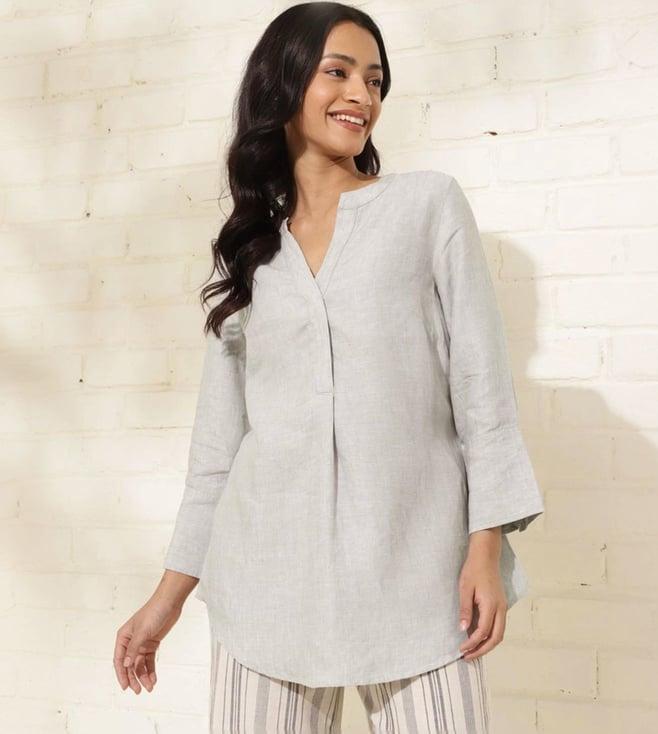 fabindia grey linen woven tunic