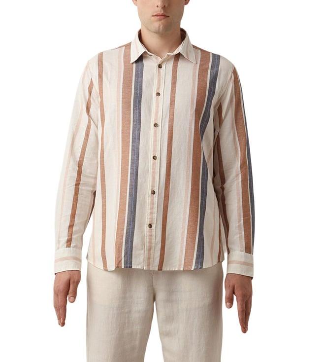 selected homme brown patina striped regular fit shirt