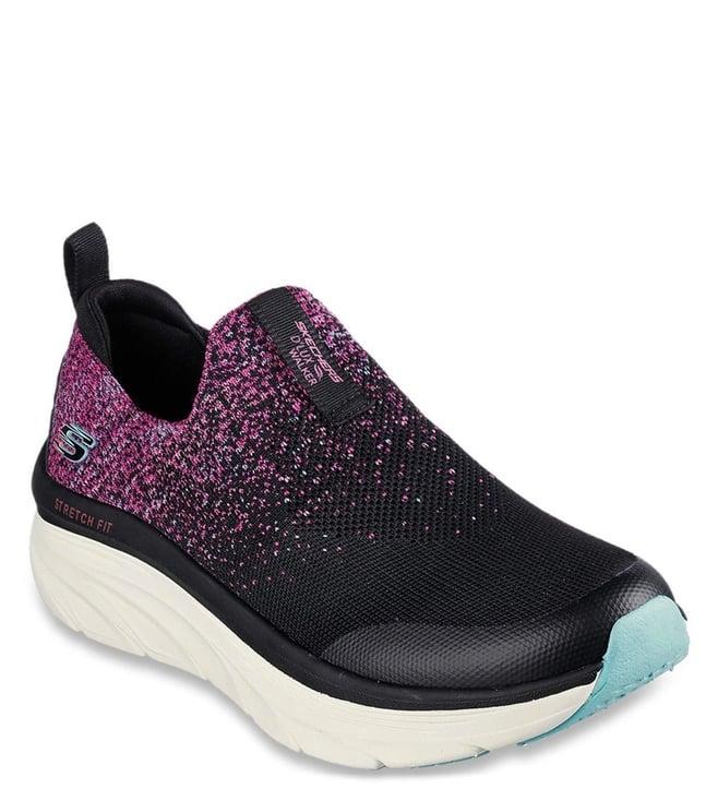 skechers women's d'lux walker-wrap party black multi casual slip on shoe