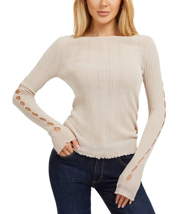 guess beige regular fit sweater