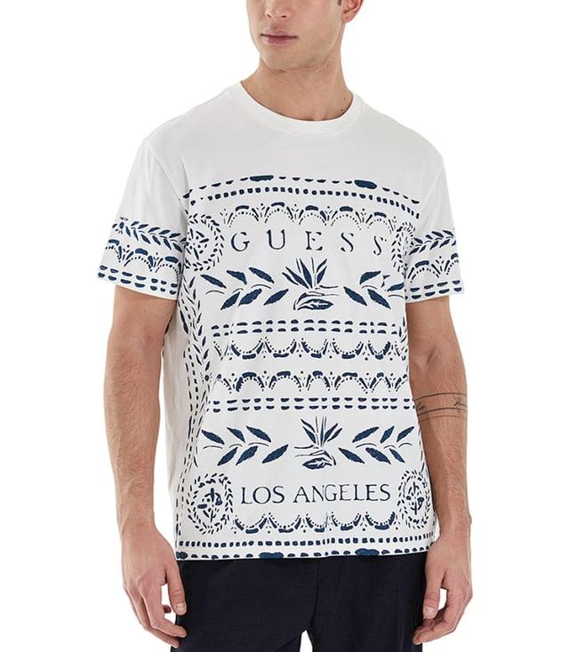 guess white printed regular fit t-shirt