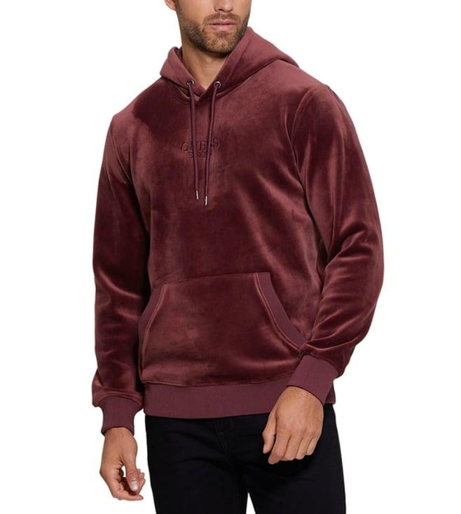 guess burgundy regular fit hoodie