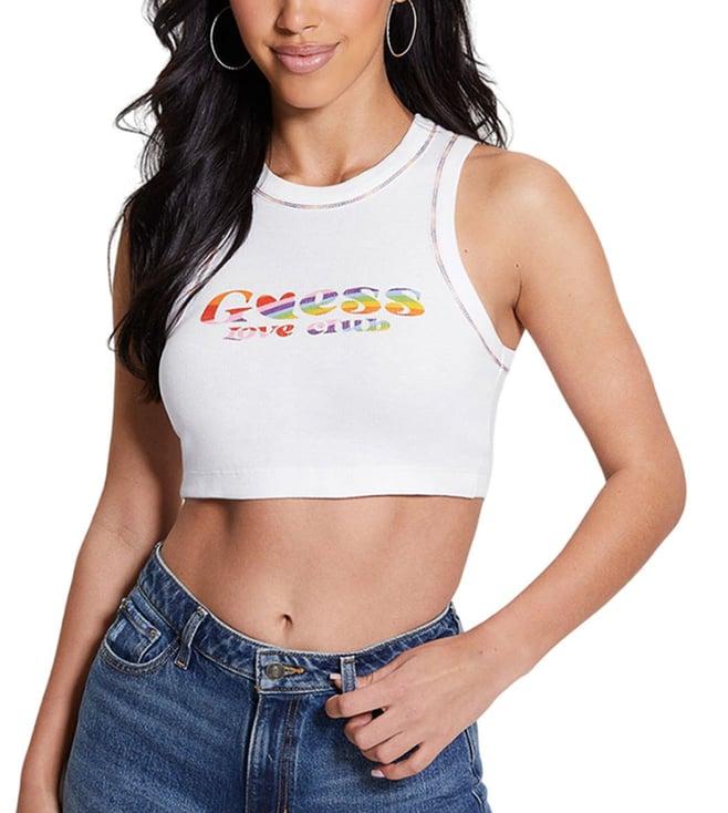 guess white logo regular fit top