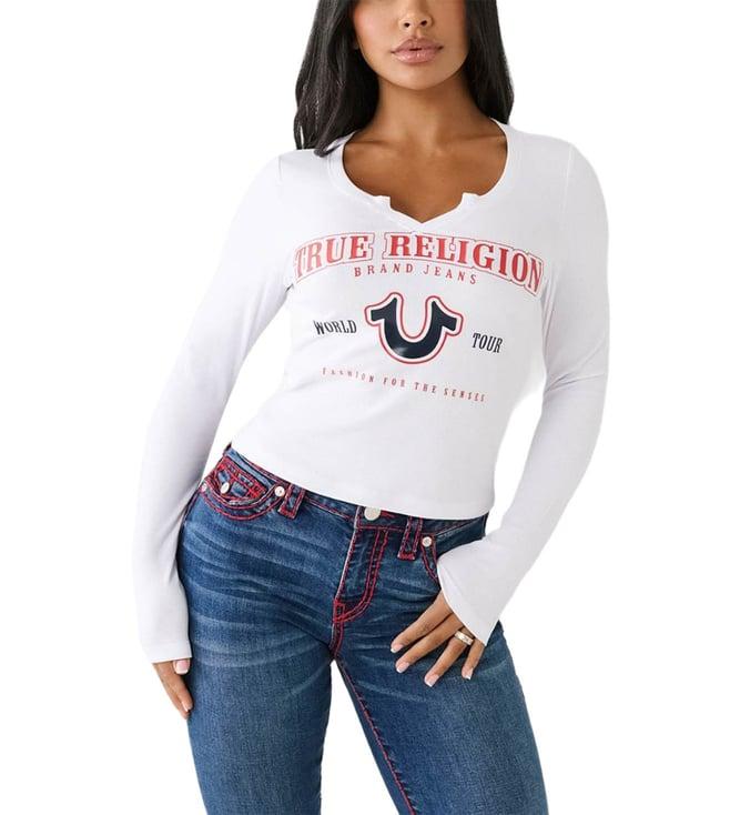 true religion white logo regular fit t-shirt