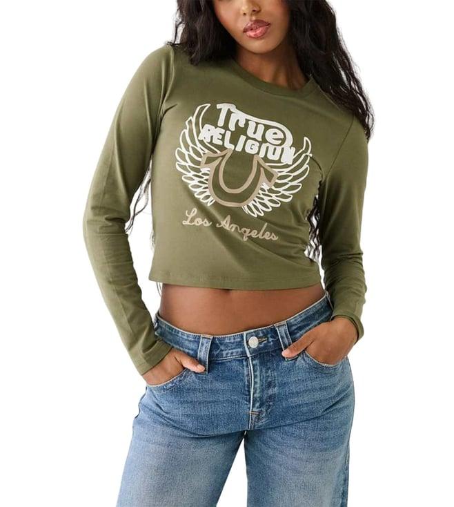 true religion green logo regular fit t-shirt