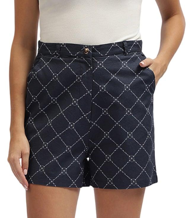 iconic blue checked regular fit shorts