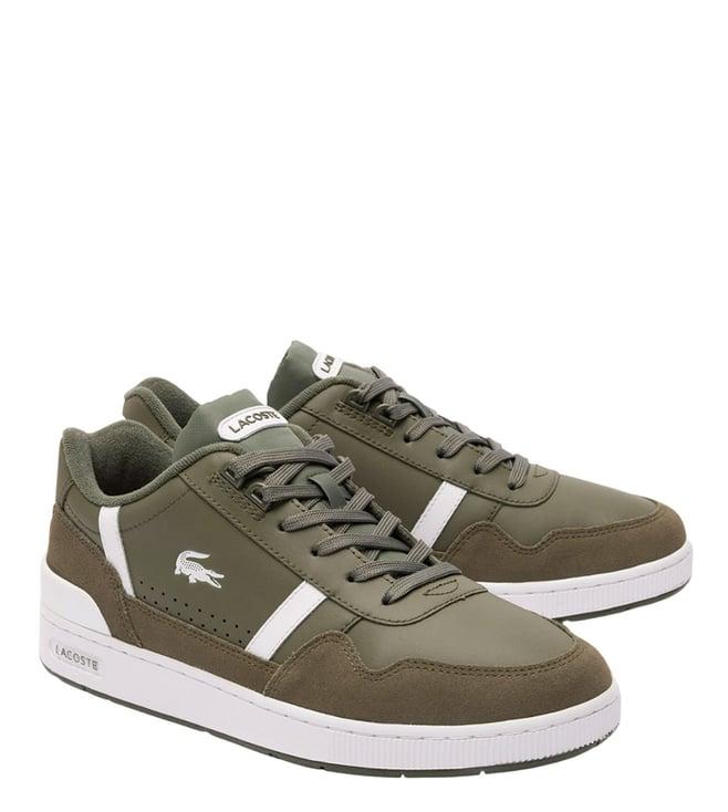 lacoste men's t clip green trainers