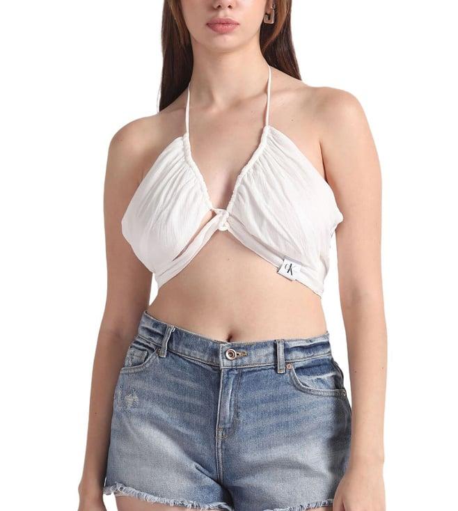 calvin klein ancient white regular fit crop top