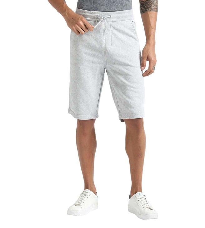 calvin klein light grey heather mid rise shorts