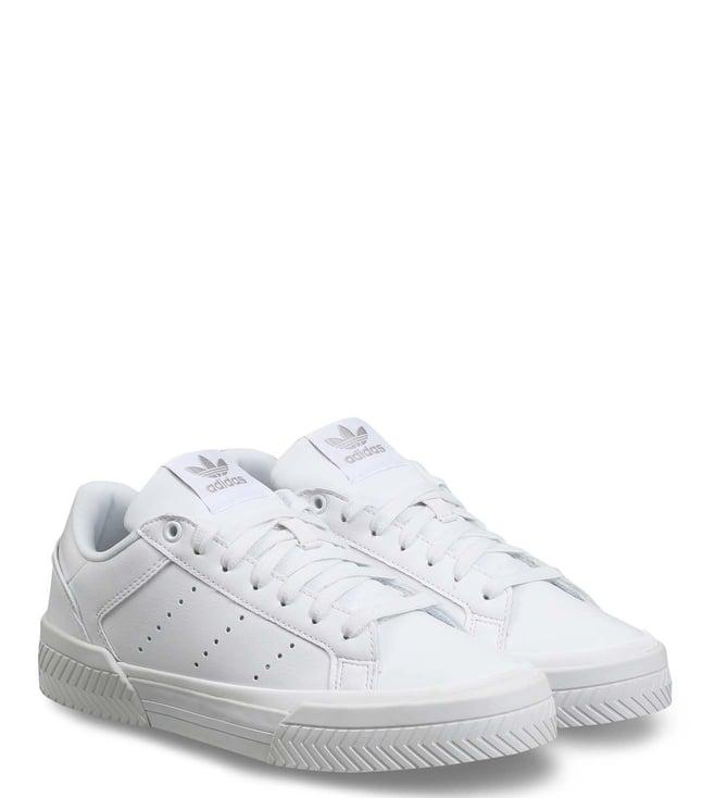 adidas originals women's ftwwht/ftwwht/silvmt court tourino platform sneakers