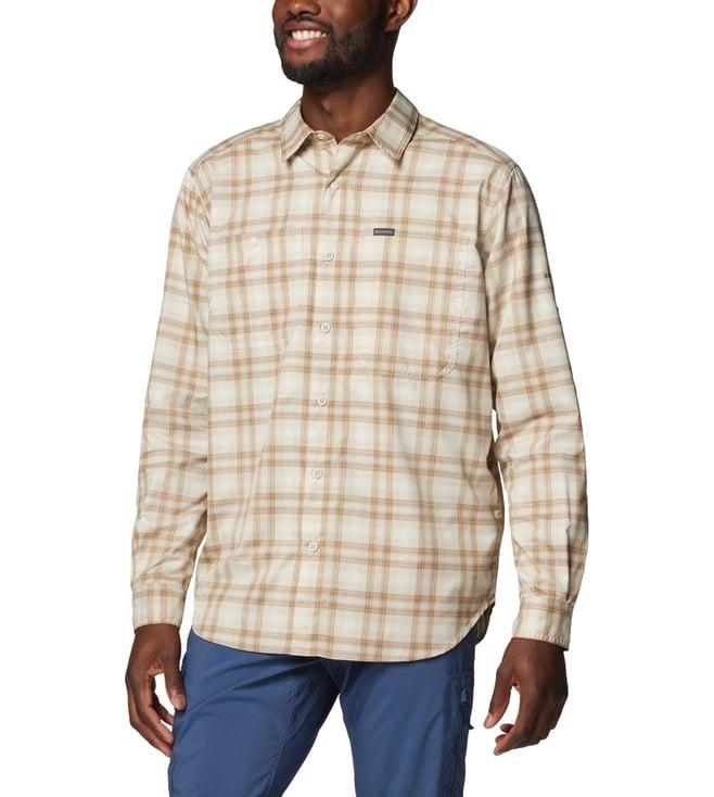 columbia men brown silver ridge utility lite plaid long sleeve shirt