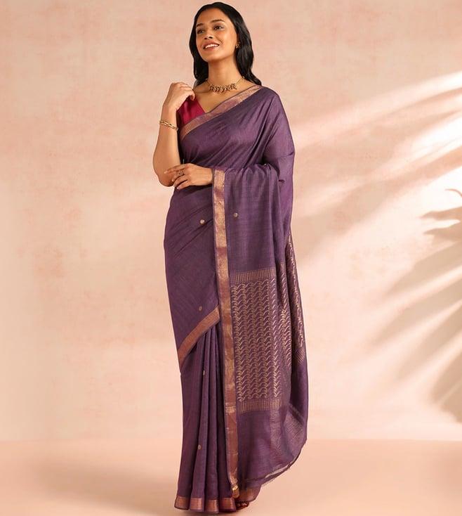 taneira violet chattisgarh woven pure tussar silk saree