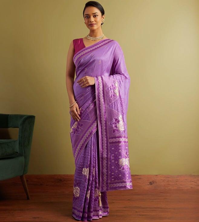 taneira purple woven viscose luxe saree