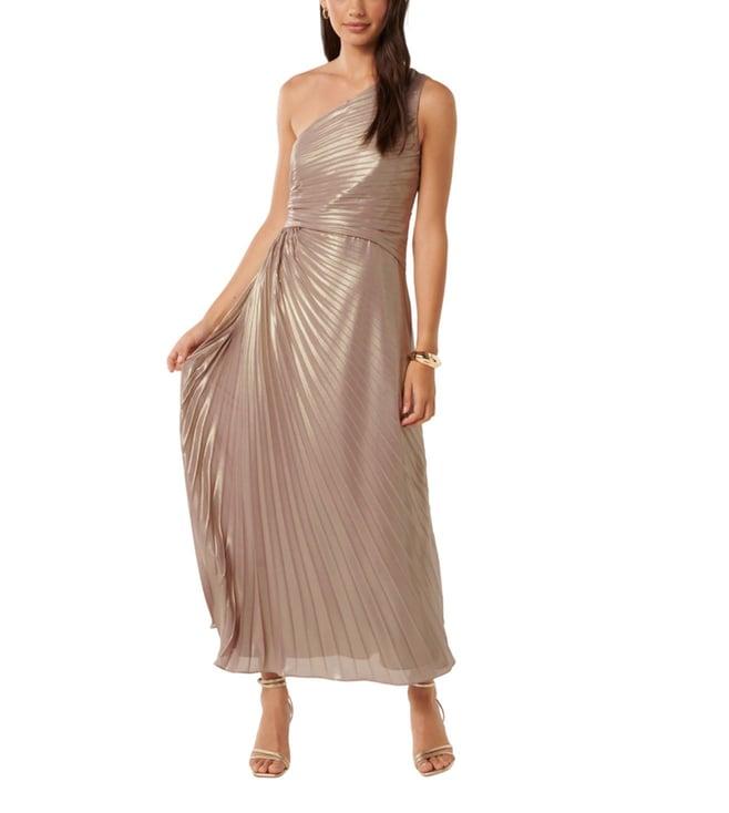 forever new soft gold taylah metallic regular fit dress