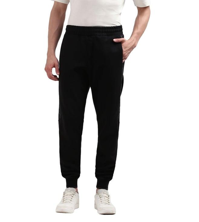 calvin klein black printed regular fit joggers